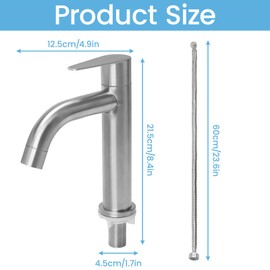Minnhua Curved Cold Water Tap Cold Water Tap Fitting Cold Water Bathroom Tap Stainless Steel Washbasin Tap (Silver)