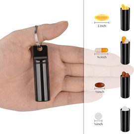 DRERIO 3 pcs Small Pill Boxes Organiser Metal Pill Boxes Travel Pocket Pill Case Round Keyring Pill Holder Waterproof Capsules Portable Pill Container for Outdoor Travel