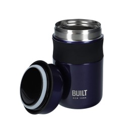 BUILT Double Wall Vacuum Insulated Food Flask for Hot and Cold Foods, Stainless Steel, Navy, 490 ml
