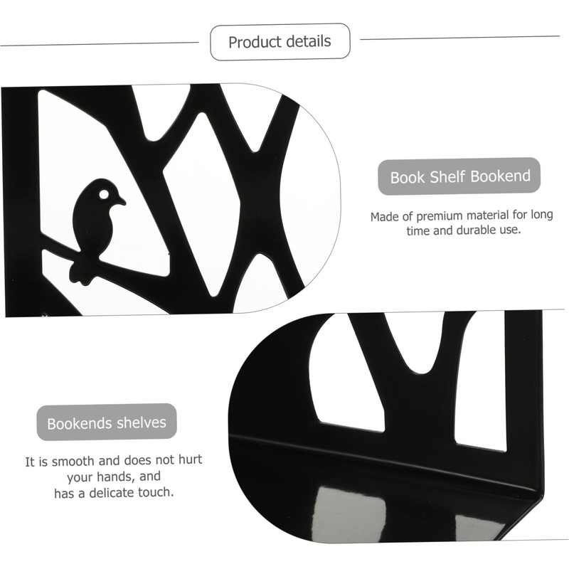 MAGICLULU 1Pair Hollow Iron Bookends Heavy Duty Book Shelf Holder