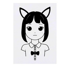 'Cute Cat Girl' Temporary Tattoo - Water Resistant, Skin-Safe, Non-Toxic Transfer (TO00078217)