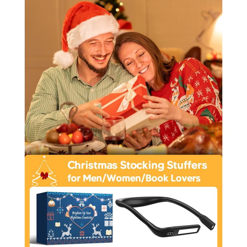 Reading Light Book Lovers Gifts: Upgraded Neck Light with Power