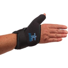 Trainers Choice Thumb Wrap Support Assists with Strains Sprains Tendonitis Arthritis Tenosynovitis of the Wrist and Thumb. One Size Fits Most