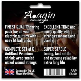 Adagio Premium Electric Guitar String Set COATED AntiRust Extra Light 009-042 Pack