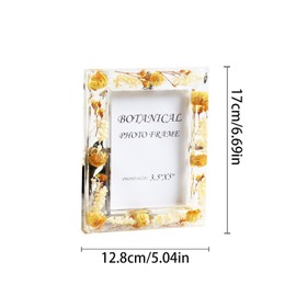 IELEPHONIX Botanical Picture Frame, 3.5"x5" 4 * 6'' 5 * 7‘’,Acrylic dried flower photo frame tabletop and wall hanging Blue Red Yellow Purple 1pc （picture random） (Yellow, 3.5 * 5'')