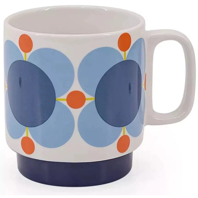Orla Kiely Set of 2 Stacking Mugs Atomic Flower Sky