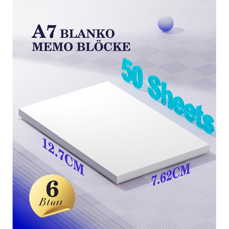 Notepad A7 Notepads Small 6 Pieces Writing Pad A7 White