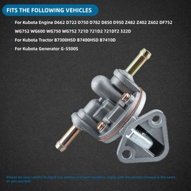 Fuel Lift Pump for Kubota D662 D722 D750 D782 D850 D950 Z482 Z402 Z602 DF752 WG752 WG600 WG750 Replace 15821-52030 12581-52030 19035-52030