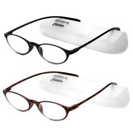 Calabria 719 Flexie Oval Reading Glasses +5.00 Ebony/Tortoise (2 Pack) Men/Women Bendable Single Power Readers TR90 Flexible