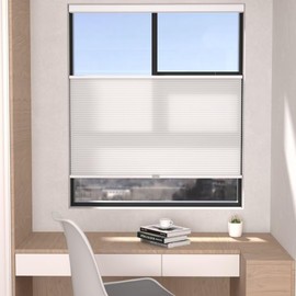 MYshade Top Down Bottom Up Cellular Shades, 1.5" Cordless Light Filtering Privacy Light Control Sheer & Room Darkening Honeycomb Blinds for Home Bedroom Office, 46" W x 72" H, White