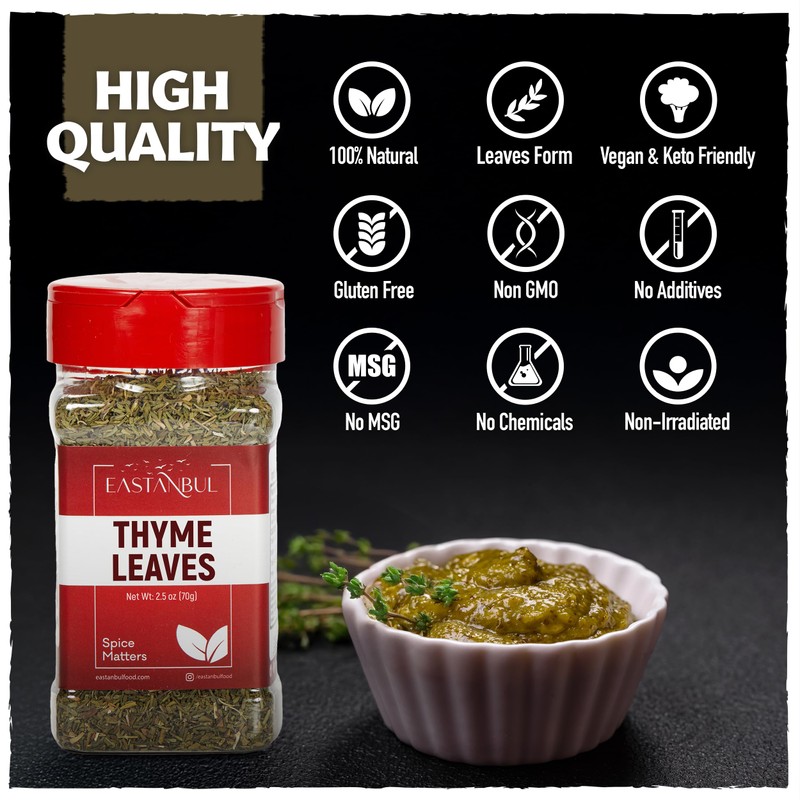 Eastanbul Thyme Leaves, 2.5oz, Dried Thyme Herb, Dried Mediterranean Herb,
