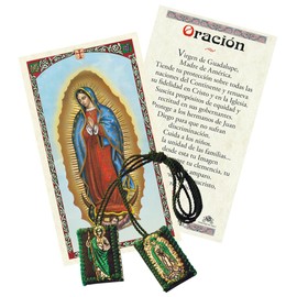 Escapulario De San Judas Tadeo - Escapulario De La Virgen De Guadalupe - Virgen De Guadalupe Oracion - Virgen De Guadalupe Scapular Cloth Necklace, Spanish Prayer Card - Lady Guadalupe Scapular