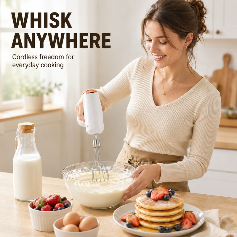 Cordless Hand Mixer for Kitchen Prep – Rechargeable Electric Whisk