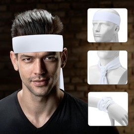 ONUPGO Head Ties Headband for Men Women, Adjustable Sports Sweatband Ninja Headband Karate Tie Back, Sweat Wicking Workout Head Band for Sports, Running, Tennis, Yoga, Soccer (Black)