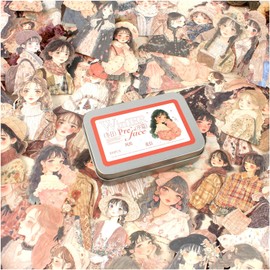 Dwpetzo 100 Pieces People Journal Stickers for Journaling Adults, Korean Fashion Women with Metal Box, Junk Journal Stickers for Scrapbooking Supplies, Collage, Bujo, Craft Art