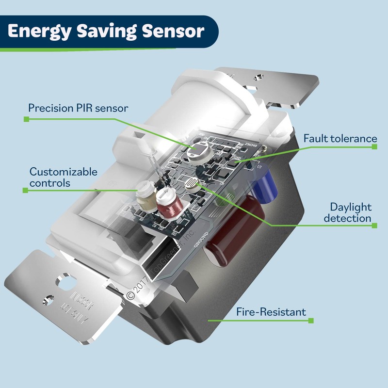 TOPGREENER in Wall PIR Motion Sensor Light Switch, Single Pole
