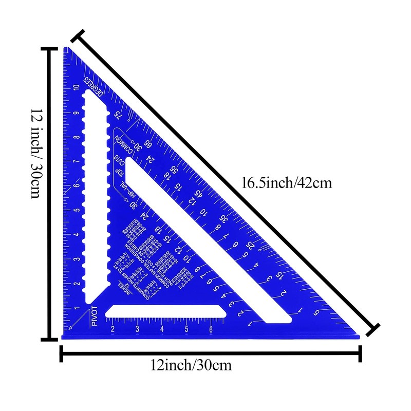 Rafter Square 12 Inch Aluminum Alloy Square Tool, Carpenters Square,
