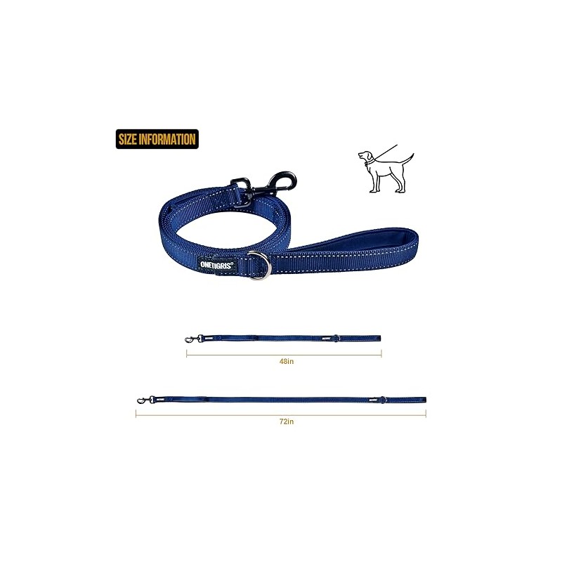 OneTigris Correa para Pasear Perros Antijalón, Doble Mango Acolchado, 1.2m