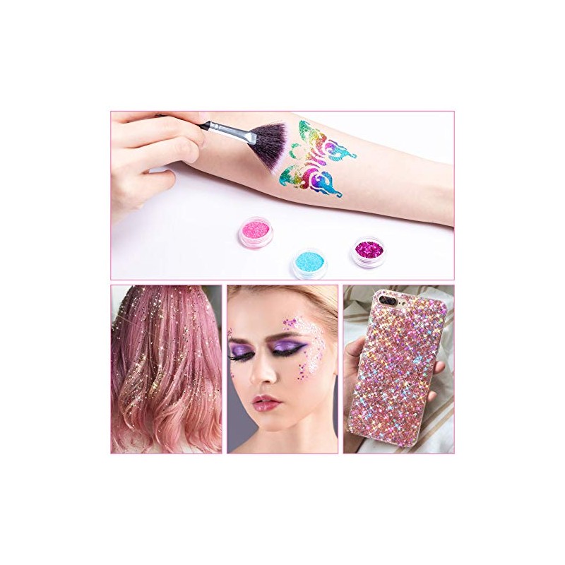 24Pcs Nail Glitter Powder, Nail Art Sequins Holographic Glitters, Cosmetic