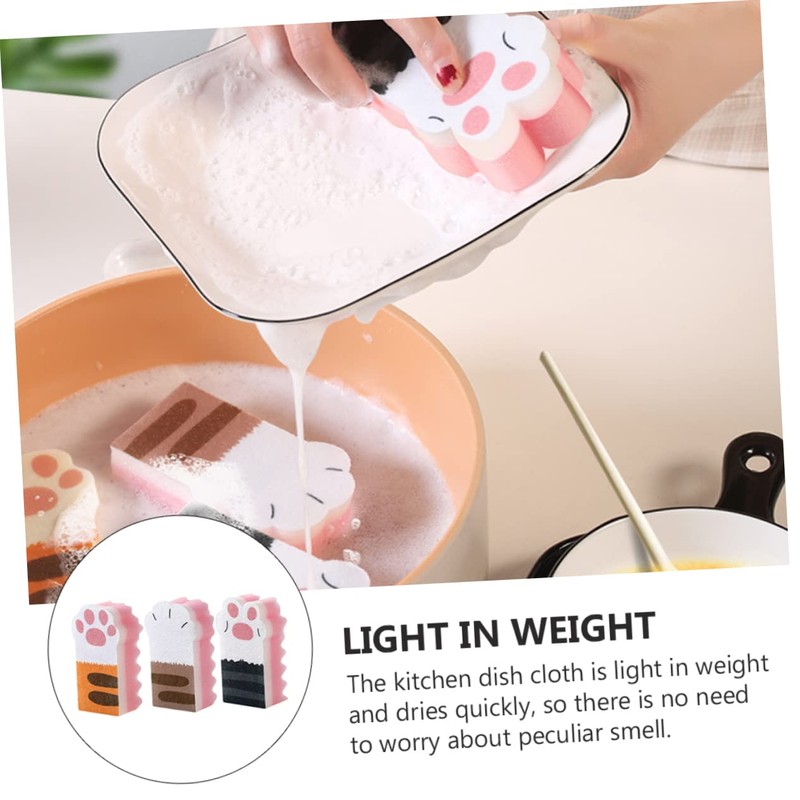 Beavorty 2sets Kitchen Cleaning Tool Scrubbing Sponge Brush Non-Abrasive Durable