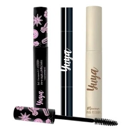 Yuya - Paquete Máscara Para Pestañas 10 Aceites Naturales 10g + Delineador Cat Eye + Gel Fijador Para Cejas 8ml