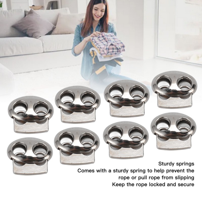30pcs Metal Cord Lock End Toggle Double Hole Spring Stopper