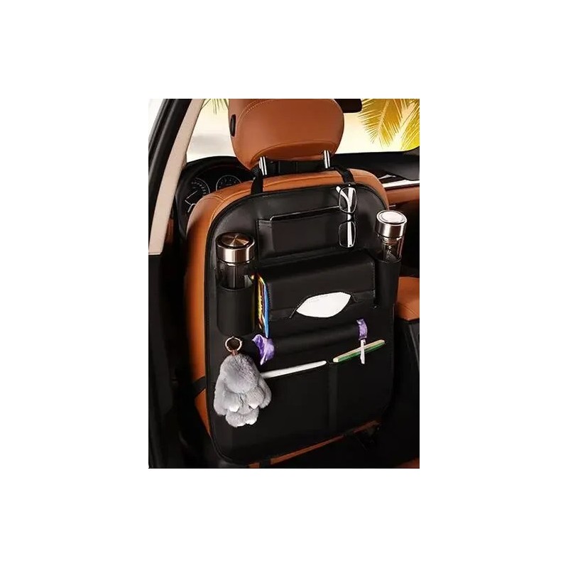 OrganiMax Car Seat Organizer Back – Multi-Pocket PU Leather Storage,