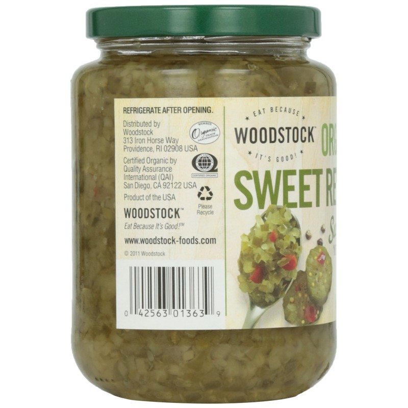 Woodstock, Sweet Relish, At least 95% Organic, 16 oz