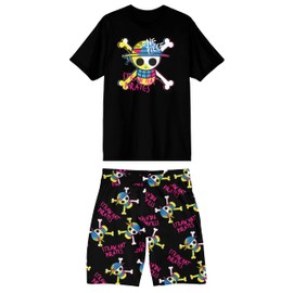 Bioworld One Piece Live Action Straw Hat Skull & Crossbones Logo Men's 2-Pack Pajama Set set XL
