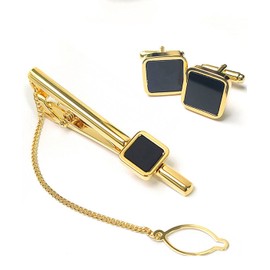 Thomas Bailey Tie Clip/Cufflinks Set - Flat Gold
