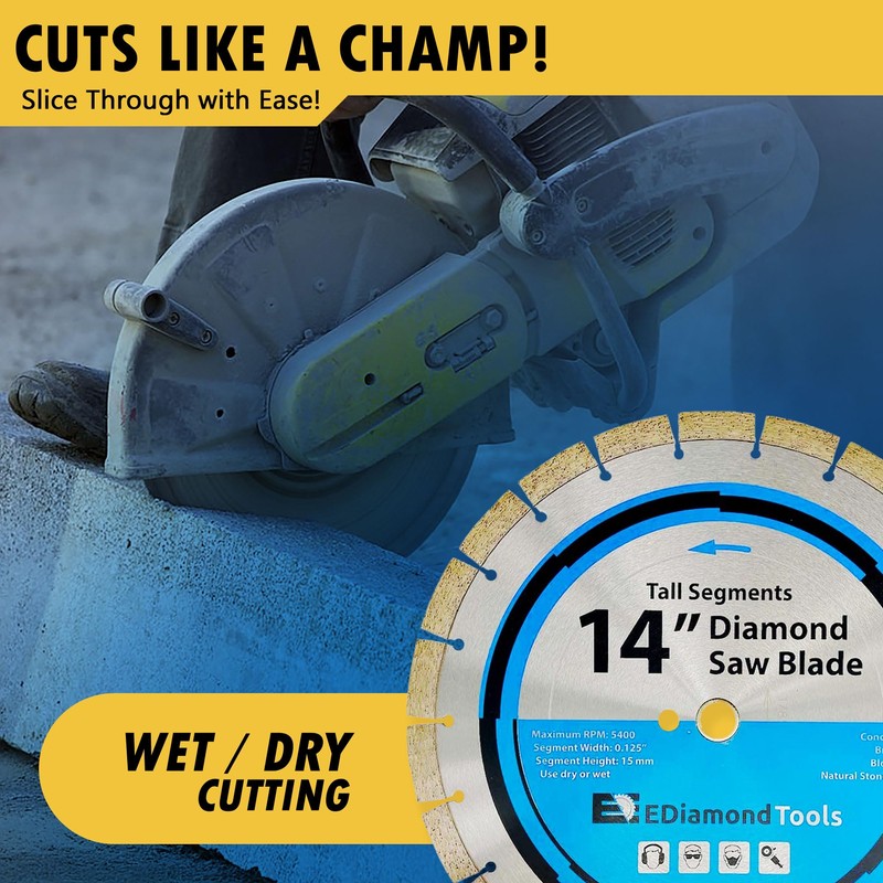 14" Segmented Diamond Saw Blade for Concrete, Brick, Block and