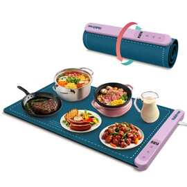Food Warmer Silicone Electric Warming Tray - Rapid Heating, Precise 6-Level Temperature Control, Rollable & Portable, Easy to Clean, Ideal for Parties, Gatherings (Peacock blue, Large)