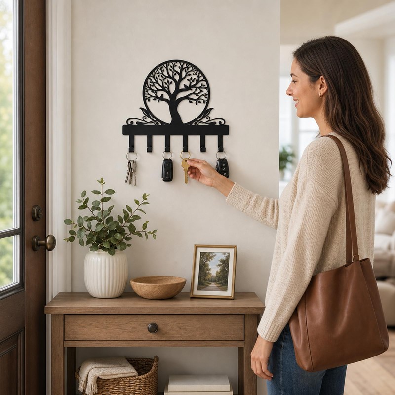 IASIRTGN Tree of Life Key Holder for Wall, Wall-Mounted Metal