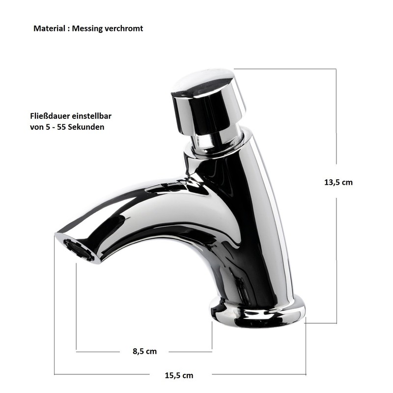 Sanixa MC2014 Washbasin Tap Time-Controlled Self-Closing Cold Water Mixer Tap