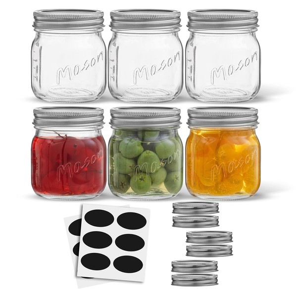 JoyJolt JoyJolt 8 Oz Mason Jars With Lids, Labels and