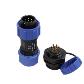 HangTon SP17 7 Pin Connector 5A Power Aviation Circular Threaded Solder Rear Mount Panel Socket Plug, 18AWG Wire