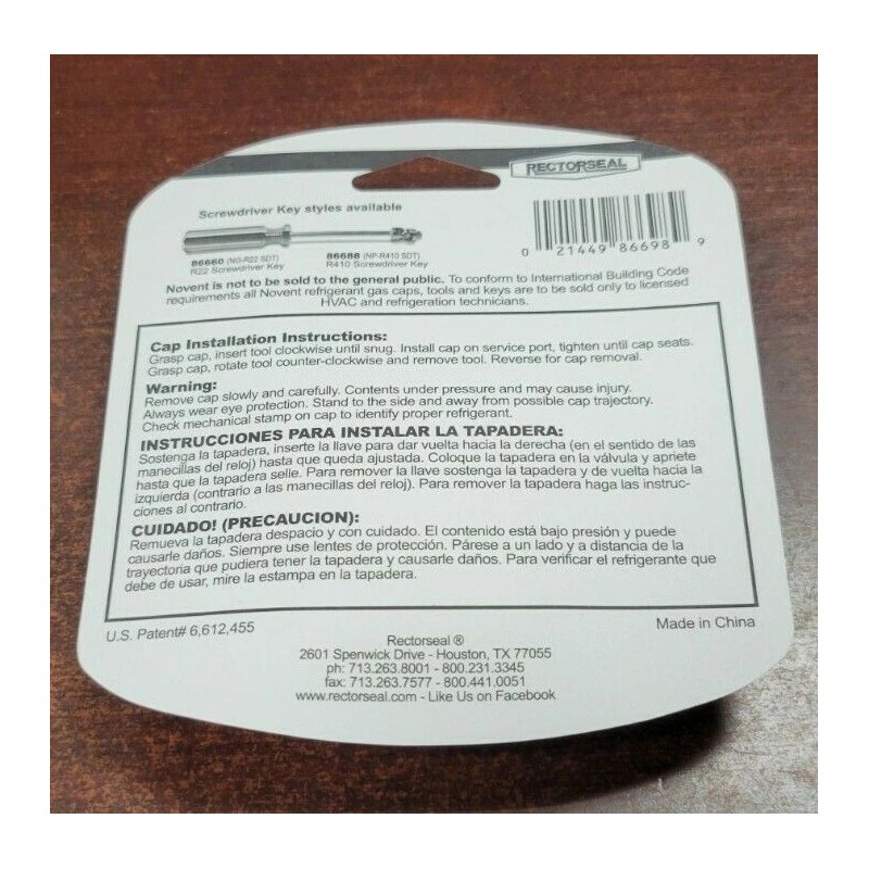 Novent Rectorseal Novent Tamper Resistant Refrigerant Locking Cap Multi Key