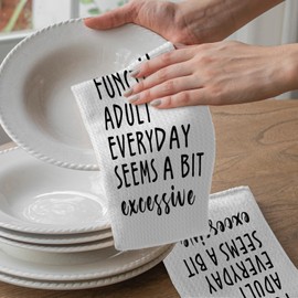 OTOUO Funny Kitchen Towels Adult Humor, Funny Gifts for Women Men Adult Humor Dish Tea Towels for Kitchen, Sarcastic Quote Decorative Hand Towels for Bathroom, 16x24 Inch