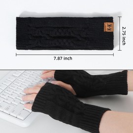 Women’s Fingerless Gloves – Cable Knit Winter Wrist Warmers with Thumb Hole, Thermal Arm Warmers Mittens for Women and Girls
