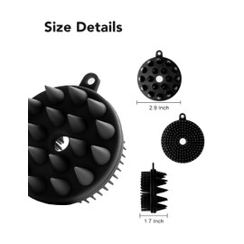 PRUOFRS Silicone Scalp Massager, 2-in-1 Shower Brush, Soft and Comfort Head and Body Massage Brush, Black