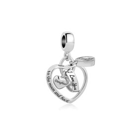 KunBead Jewelry Heart Love Daughter Charms for Bracelet Necklace 21 18 16 Birthday Graduation Charm for Women