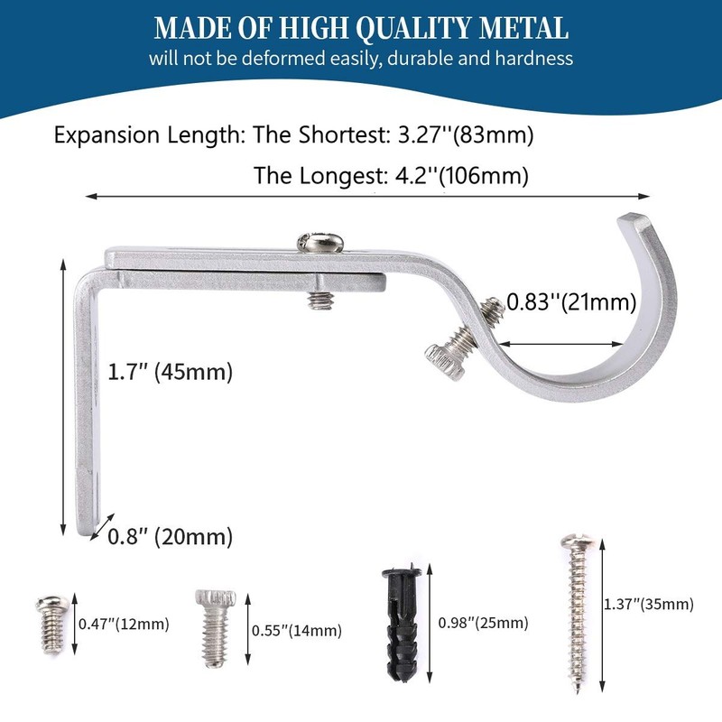 Anndason Heavy Duty Adjustable Curtain Rod Brackets - Holders for