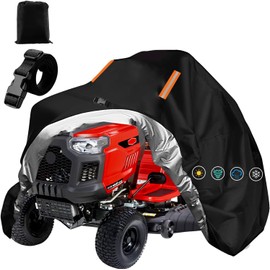 Riding Lawn Mower Cover Waterproof Outdoor,Heavy Duty 600D Polyester Cloth Ride-on Tractor Cover for UV,Dust,Rain,Universal Fits Decks up to 54" Lawnmower,Windproof Straps,75"Lx49"Wx49"H-Premium