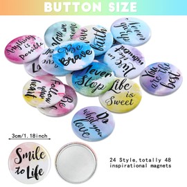 Inspirational Magnets Watercolor Round Motivational Magnets Inspirational Quote Refrigerator Magnets Cute Magnets with Quotes Encouragement Magnets for Locker Whiteboard (Classic Style, 48 Pieces)