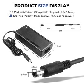LeTaoXing 24V 2.5A Power Supply Adapter 60W Cord Replacement for Silhouette Electronic Cameo Cutting Tool Print, Dymo LabelWriter Printer, Vizio Sound Bar, CCTV Camera 24V 0-2500mA Equipment
