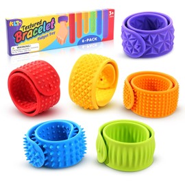 Fidget Toys Slap Bracelets: Textured Silicone Sensory Toys for Kids, Autism Calming Sensory Toy for Special Needs, Wearable Stress Fidgets for Adults Office Desk, Travel Classroom Must Haves 6 Pack