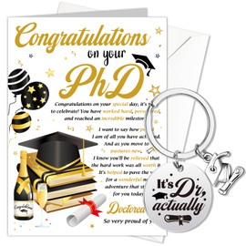 HOWAF PhD Graduation Card, Doctored It! Degree Congratulations Card with Its Dr Actually Keyring, PhD Graduation Gifts for Her, Him, Daughter, Son, Granddaughter, Grandson, Niece, Nephew, Friends