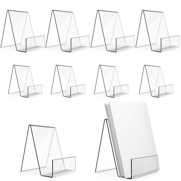 Dicunoy 10PCS Acrylic Book Display Stand, Clear Books Display Easels,
