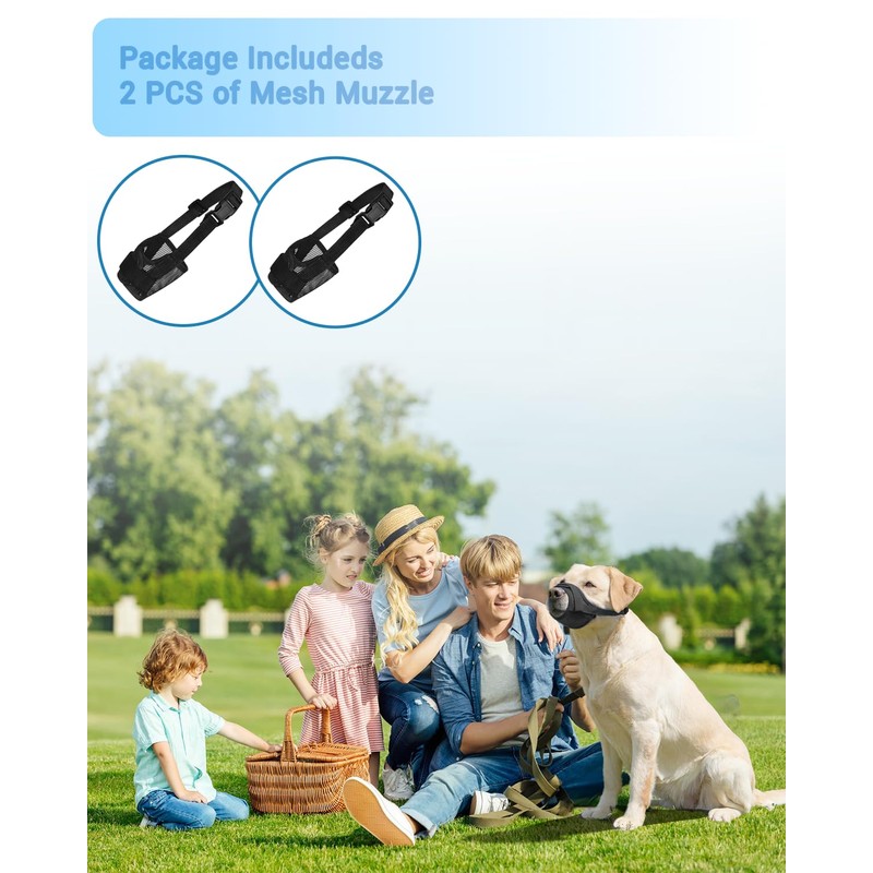 Dog Muzzle 2 Pack, Soft Mesh Breathable Muzzles for Small