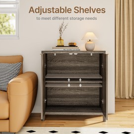 ECOTINY Modern Fluted Sideboard Cabinet with Adjustable Shelves, Accent Buffet Cabinet with Storage, Multifunctional Console Cabinet for Living Room, Entryway, Kitchen